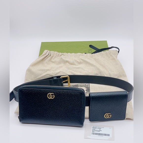 NWT Authentic Gucci Marmont Unisex 3-way Belt Bag in Black Size 90/36 - Picture 2 of 16